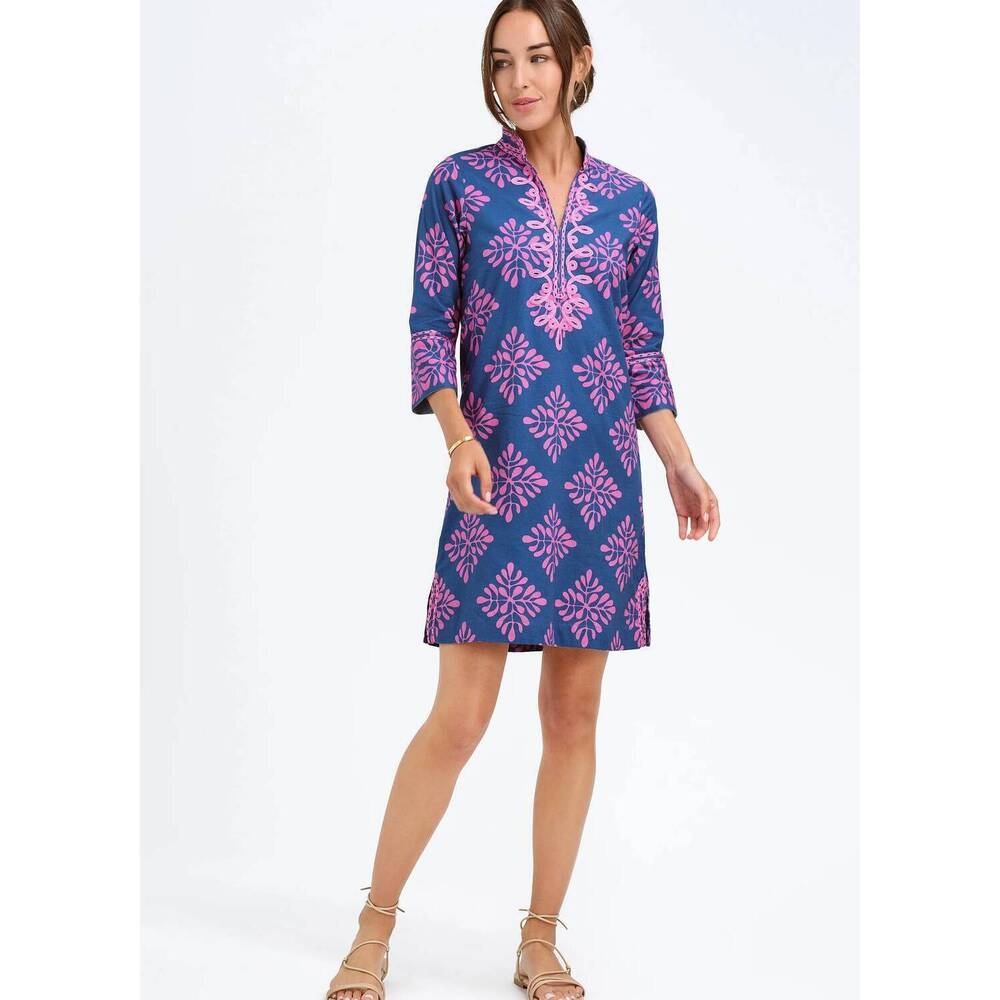NEW BELLA TU bennett tunic dress in diamond navy